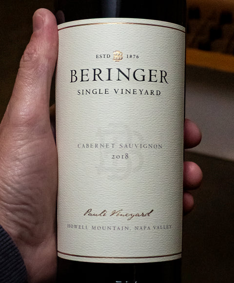 Beringer Cabernet Sauvignon Pauli Vineyard Howell Mountain Napa Valley 2018 Wine - Last Bottle