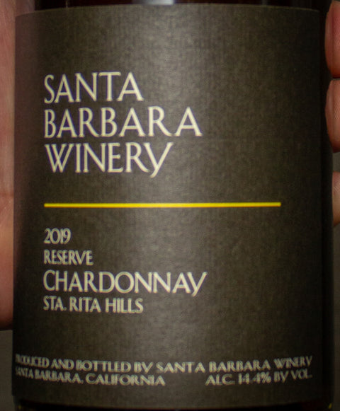 Santa Barbara Winery Chardonnay Reserve Santa Rita Hills Central Coast 2019 Wine - Last Bottle
